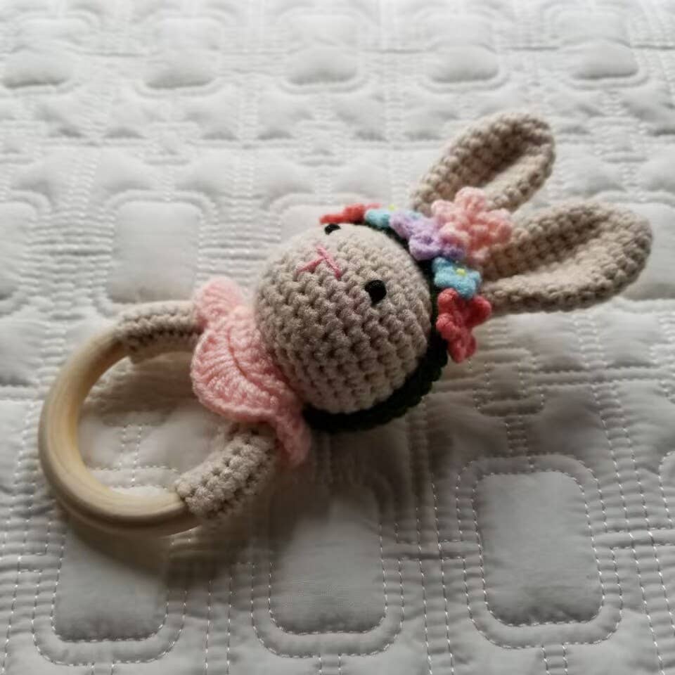 Flora Bunny | Hand-Crocheted Baby Rattle