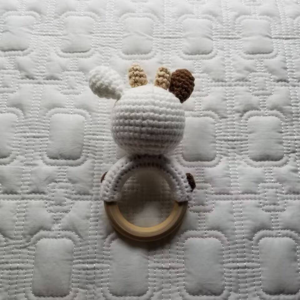 Patches the Calf | Hand-Crocheted Baby Rattle