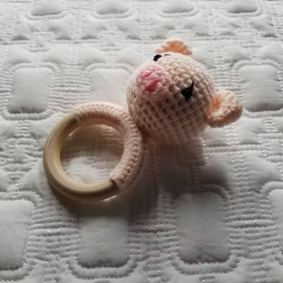 Penny Piglet | Hand-Crocheted Baby Rattle