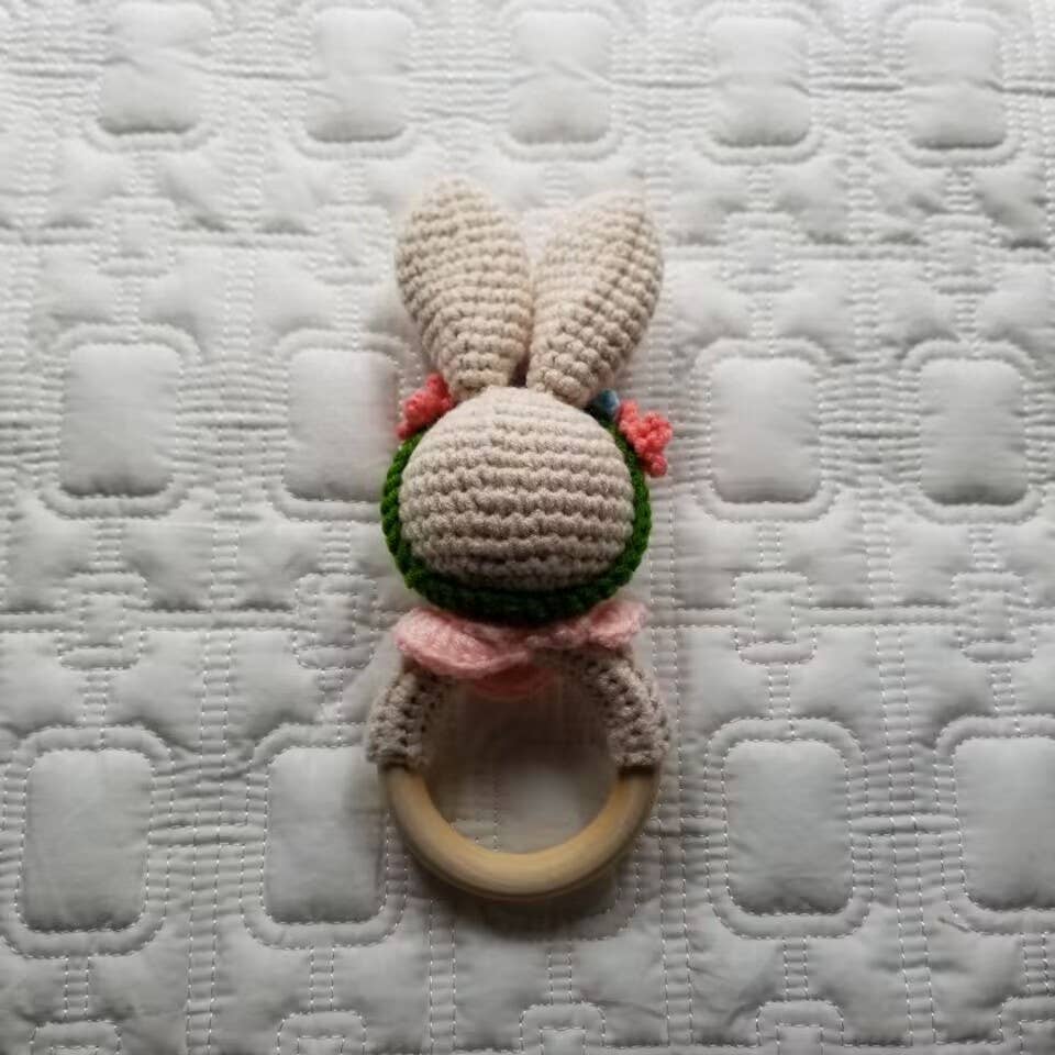 Flora Bunny | Hand-Crocheted Baby Rattle