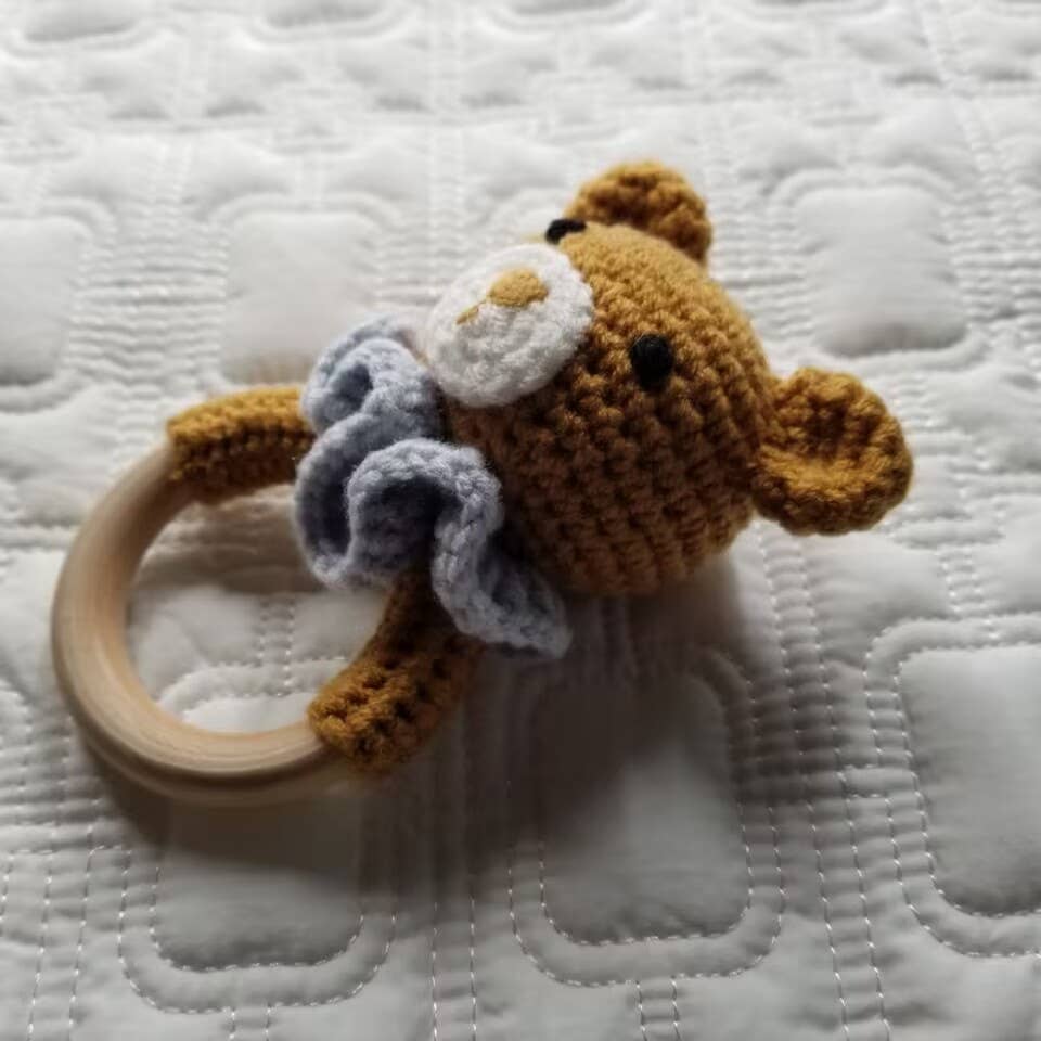 Snuggle Bear | Hand-Crocheted Baby Rattle