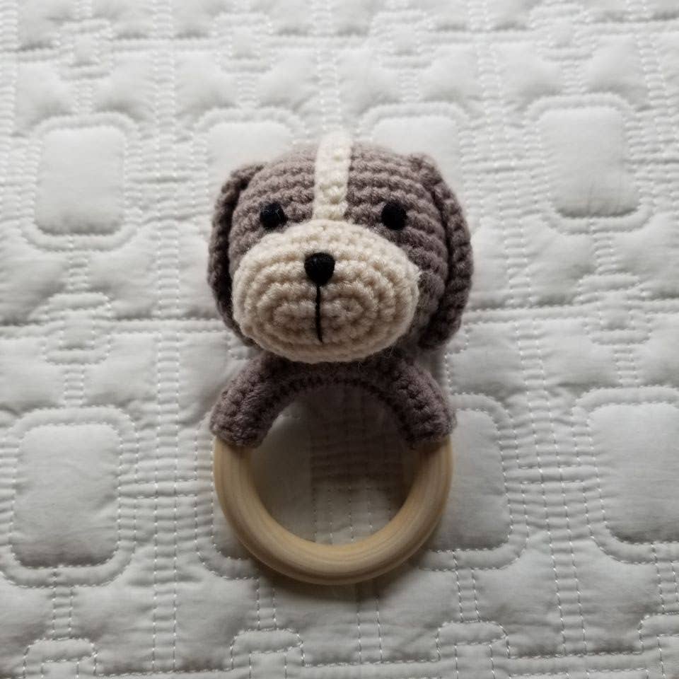 Cocoa Pup | Hand-Crocheted Baby Rattle