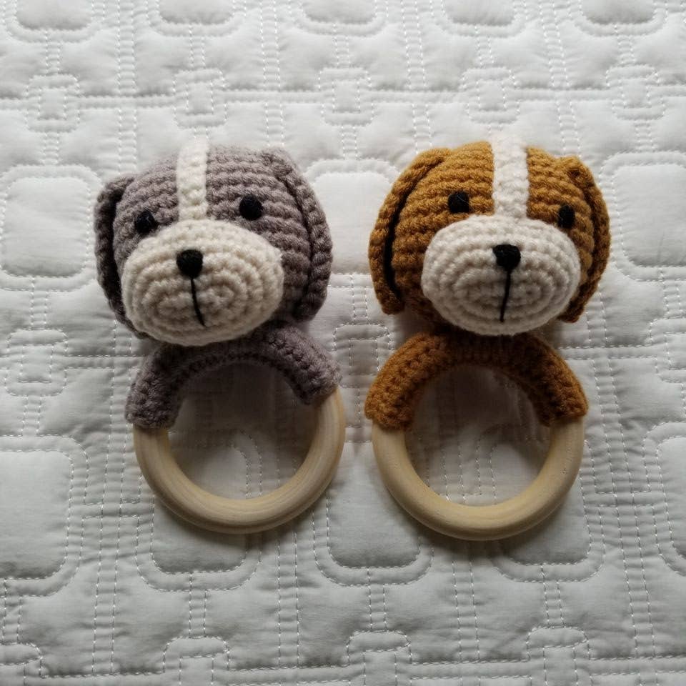Cocoa Pup | Hand-Crocheted Baby Rattle