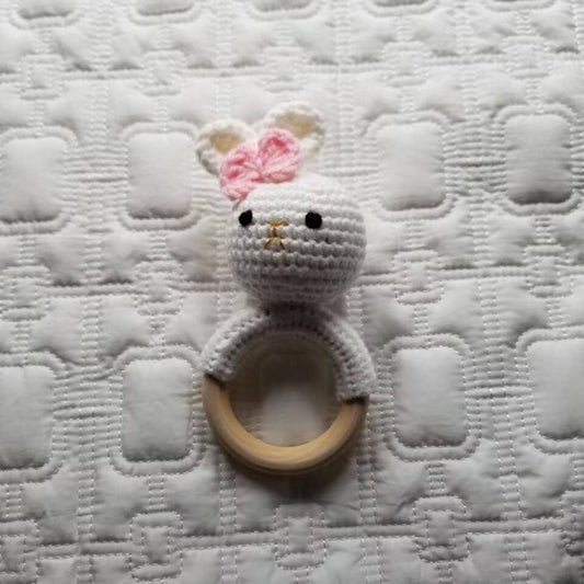 Bunny Snuggles | Hand-Crocheted Baby Rattle