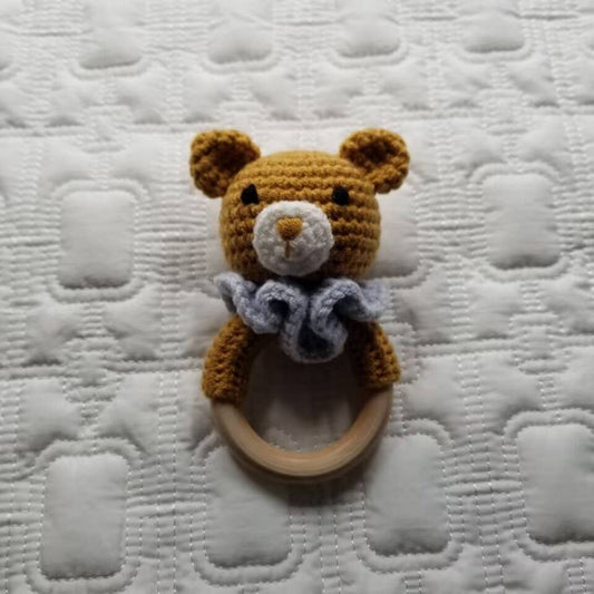 Snuggle Bear | Hand-Crocheted Baby Rattle