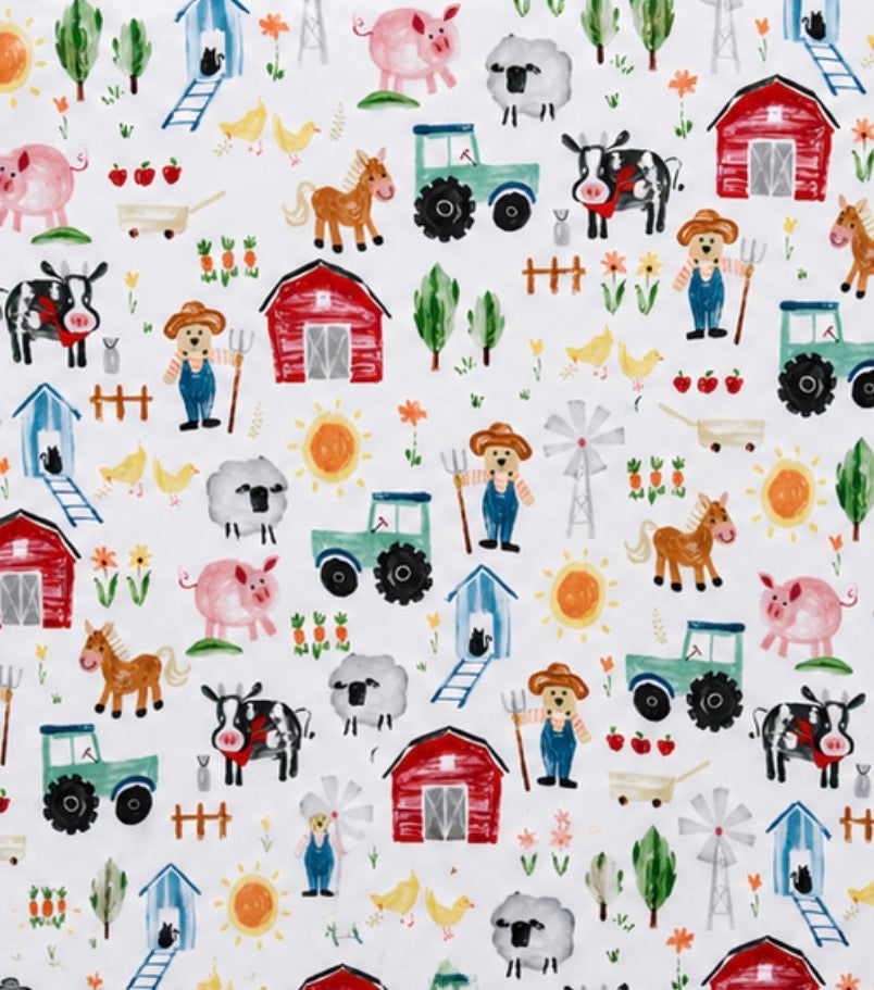 Little Farm Friends Luxe Minky Blanket | Farm Animal Baby Blanket | Red Barn Nursery | Handmade Luxury Minky Blanket | Country Baby Gift