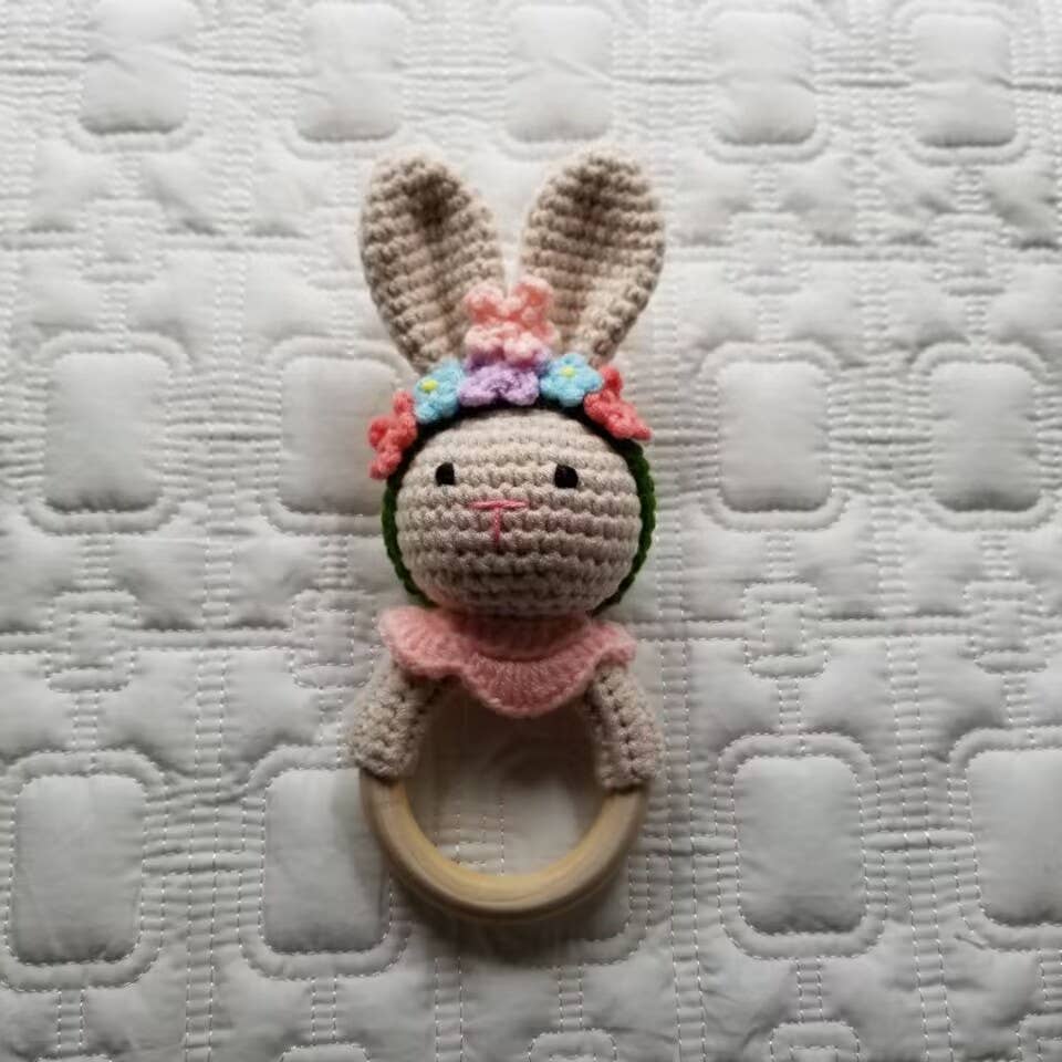 Flora Bunny | Hand-Crocheted Baby Rattle