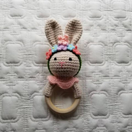 Flora Bunny | Hand-Crocheted Baby Rattle