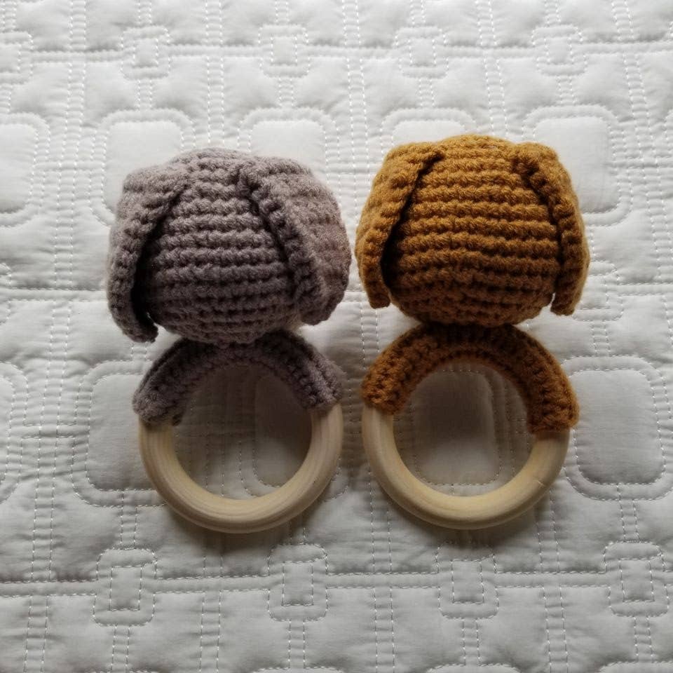 Cocoa Pup | Hand-Crocheted Baby Rattle