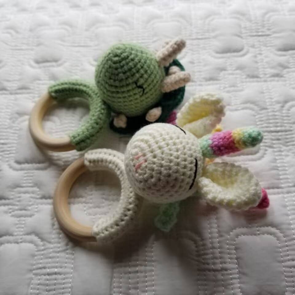 Dino Buddy | Hand-Crocheted Baby Rattle