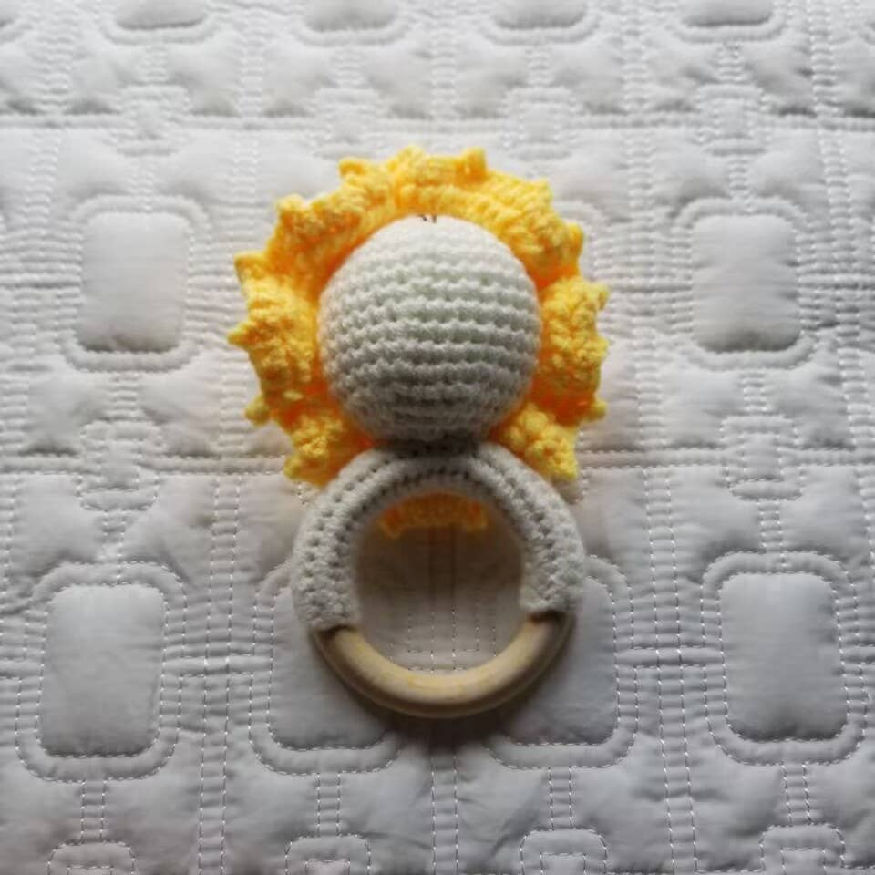 Lion Hand Crocheted Rattle