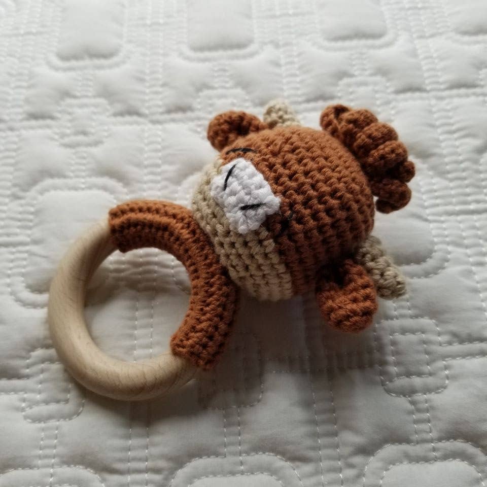 Highland Cow Hand Crochet Rattle