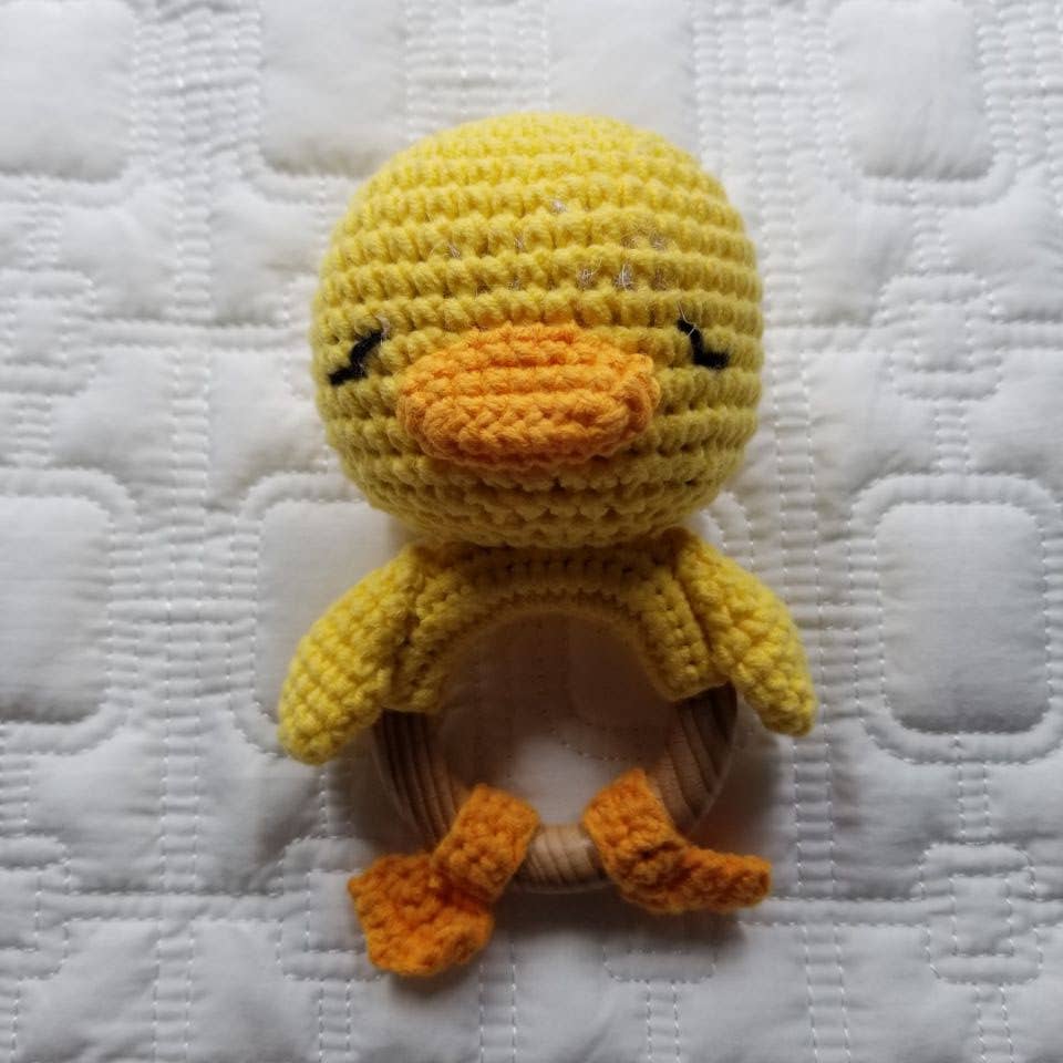 Crocheted Duck Teething Rattle