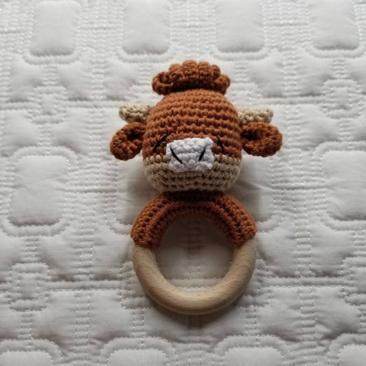 Highland Cow Hand Crochet Rattle