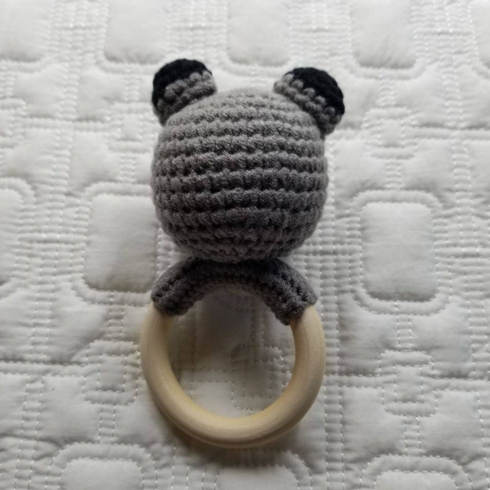 Hand Crochet Raccoon Rattle