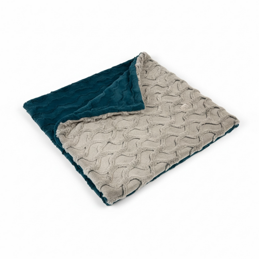 Midnight Fjord Luxury Minky Blanket
Handmade Double-Sided Teal & Stone Faux Fur Throw | Heirloom Cozy Blanket | Shake Rattle & Sew