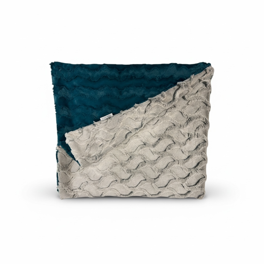 Midnight Fjord Luxury Minky Blanket
Handmade Double-Sided Teal & Stone Faux Fur Throw | Heirloom Cozy Blanket | Shake Rattle & Sew