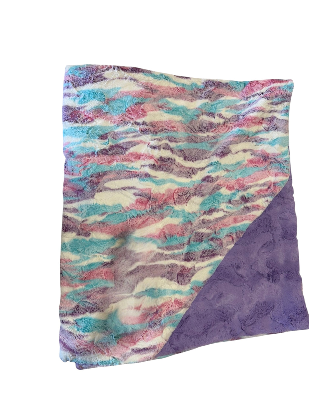 Pastel Dreams Luxe Minky Blanket | Rainbow Tie Dye Blanket | Luxury Handmade Plush Throw | Purple Minky Blanket