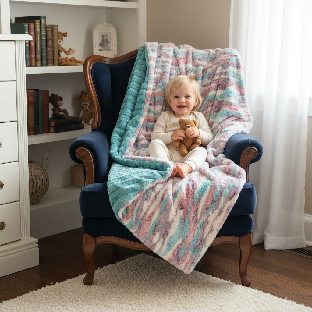 Pastel Dreams Luxe Minky Blanket | Rainbow Tie Dye Blanket | Luxury Handmade Plush Throw | Purple Minky Blanket