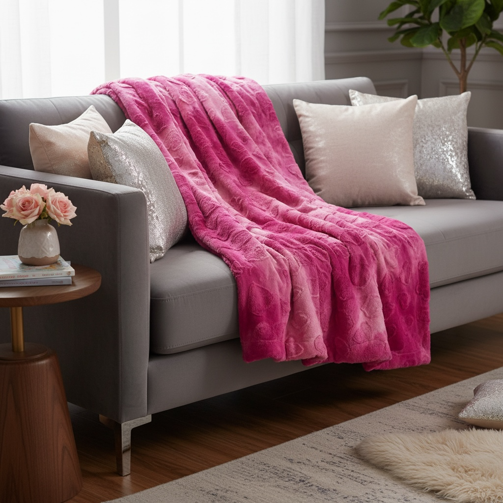 Tie-Dye Heart Minky Blanket | Handmade Magenta Pink Throw | Shake Rattle & Sew