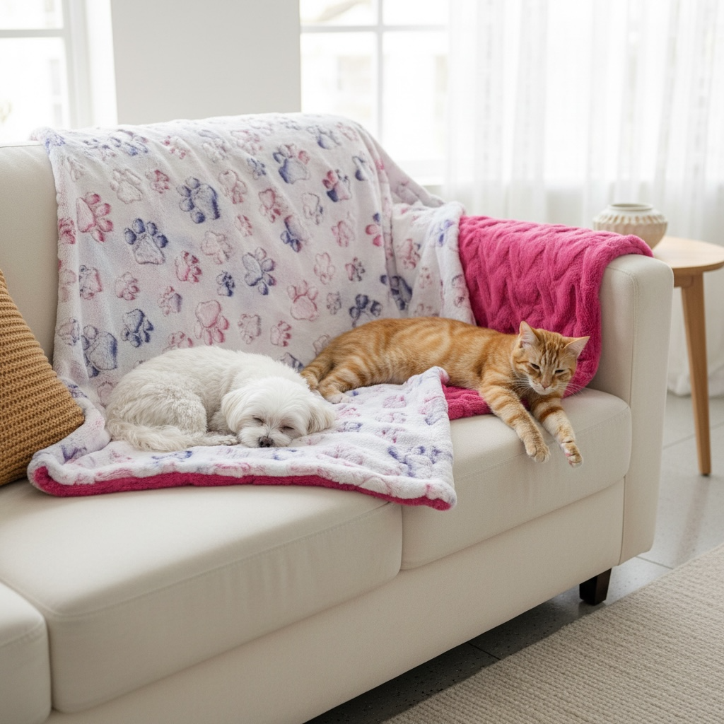 Paw Print Minky Blanket | Handmade Pet-Lover Throw | Shake Rattle & Sew