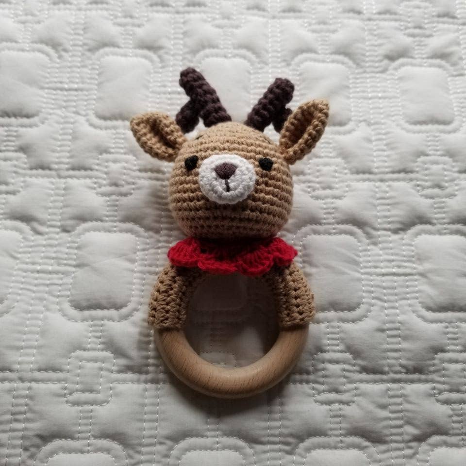 Reindeer Hand Crocheted Rattle