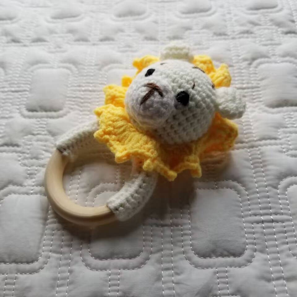 Lion Hand Crocheted Rattle