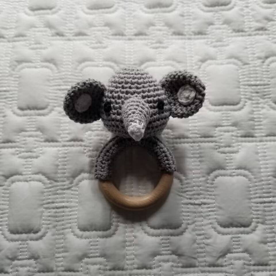 Elephant Hand Crochet Rattle Baby Toy