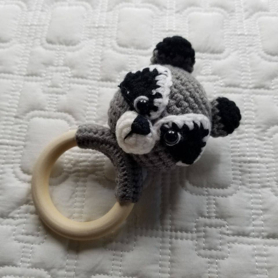 Hand Crochet Raccoon Rattle
