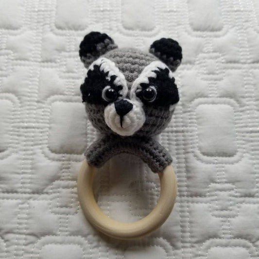 Hand Crochet Raccoon Rattle