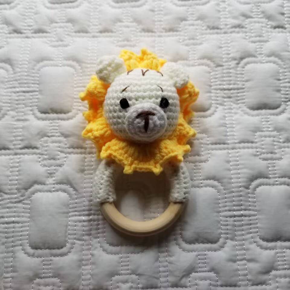 Lion Hand Crocheted Rattle