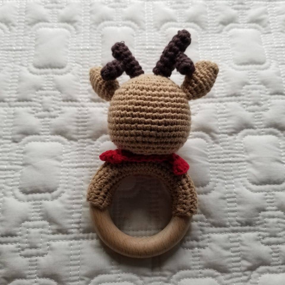 Reindeer Hand Crocheted Rattle
