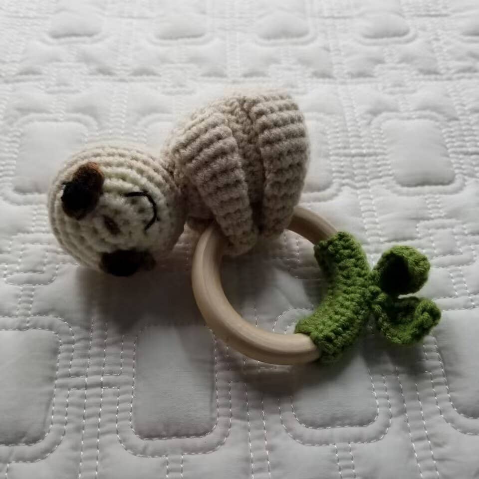Knitting Sloth Hand Crochet Rattle